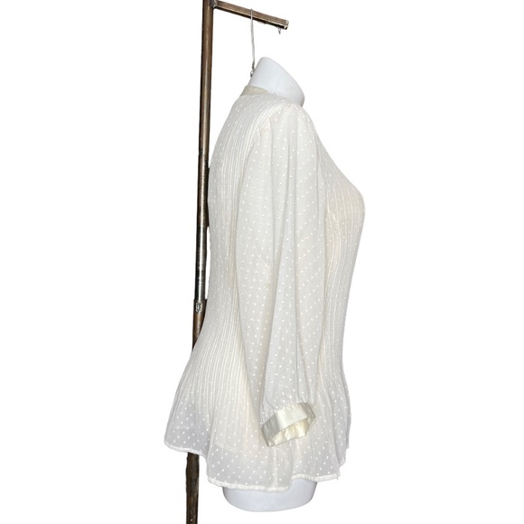 Lane Bryant Sheer Cream Pleated Blouse size 22/24 - Picture 4 of 16